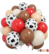 Froova Western Cowgirl Balloons Rodeo 60 Pcs Red Dark Brown Tan Coffee Beige Nude White Party Bal...
