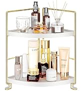 KINGBERWI 2-Tier Bathroom Corner Counter Organizer, Makeup Storage Shelf Vanity Tray, Bathroom Si...