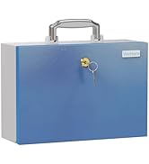 WeHere Locking Safe Box with Key, Heavy Duty Metal Lock Box for Cash, Documents, Valuables, Firep...