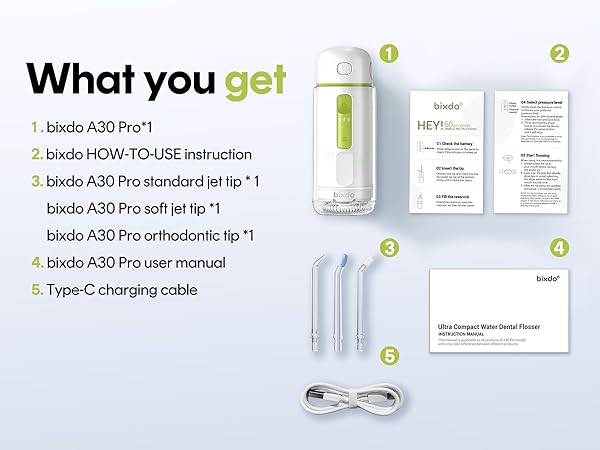 bixdo A30 PE Travel Size Water Flosser