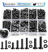 Bemaka 237PCS Machine Screws Nuts and Bolts Assortment Kit, 304 Stainless Steel Bolts 8 Sizes #6-...