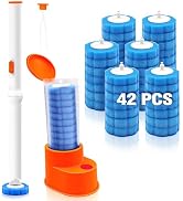 JEHONN Disposable Toilet Brush with Tweezers, Toilet Bowl Wand Holder Set with 42 Cleaner Refills...