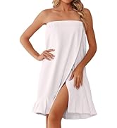 Ekouaer Towel Wrap for Women With Velcro Ruffle Shower Wrap Spa Robes For Women Lightweight Knee ...