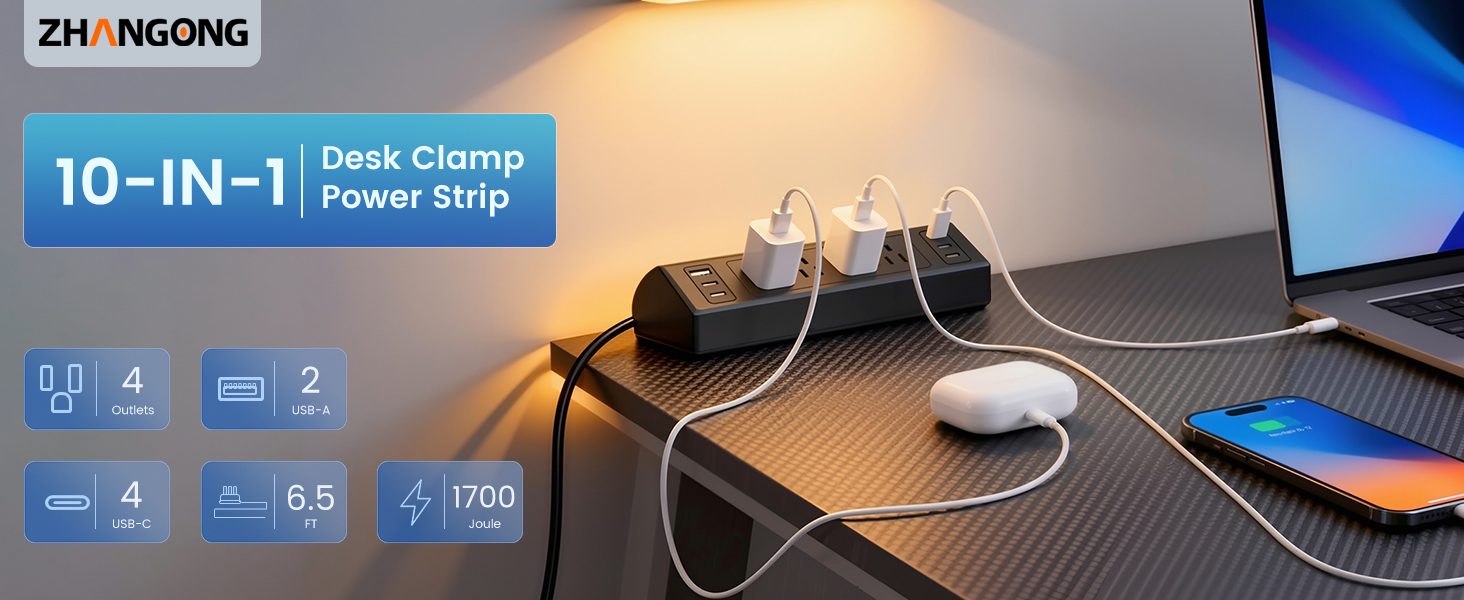 desk clamp power strip