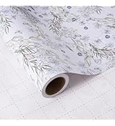 ZINTBIAL Floral Wrapping Paper Roll - Light Blue Watercolor Flowers and Butterfly Design, 17 Inch...