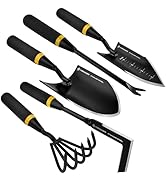 Kemaier Garden Tool Set - Featuring a Heavy-Duty Stainless Steel Hand Cultivator, Transplant Shov...