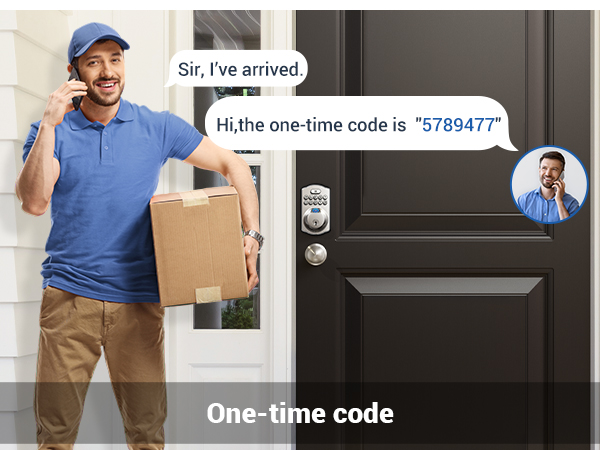 front door lock set with Temporary one time codes for Delivery person?Cleaners
