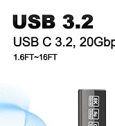 ZIKNYDO 4K USB C Extension Cable 10FT (USB 3.2 20Gbps Type C Extension, PD 3.1 240W 48V/5A) Video...