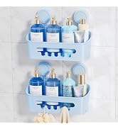 LEVERLOC Shower Caddy Suction Cup 2 Pack, Shower Organizer Removable Bathroom Shelf, Storage for ...