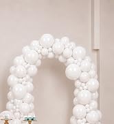 Bezente 10FT White Balloon Garland Arch Kit for Backdrop, Wall & Arch Stand, 135pcs White Latex B...