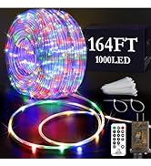 KNONEW 164FT 1000LED Rope Lights for Outside,Outdoor String Lights Waterproof 8 Modes Clear Tube ...