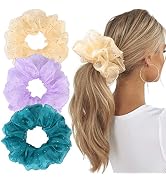 XL Big Organza Scrunchies Large Hair Ties – CEELGON 3 Pack Oversized Scrunchies 7inch Super Stret...