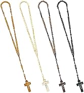 SHAOQINLIN 12 Pcs Wooden Beads Rosary Handmade Rosaries 4 Color Wood Rosary Beads Christ Jesus Im...