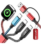 Travel Essentials Triple USB C 4in2 Multi Charging Cable for iWatch Charger | USB A/C to 3 TypeC/...