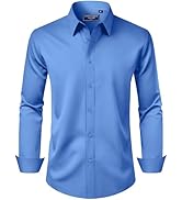 Alimens & Gentle Men's Dress Shirt Regular Fit Stretch Stain Shield Long Sleeve Solid Business We...