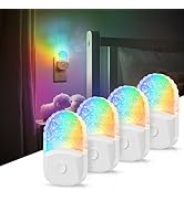 DORESshop 8-Color RGB LED Night Light Plug into Wall, 4Pack Color Changing Dusk to Dawn Night Lig...