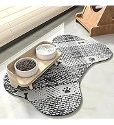 PADOOR- Dog Food Mat- Absorbent Pet Food Mat- Dog Bowl Mat Bone Shaped- Quick Dry Dog Feeding Mat...