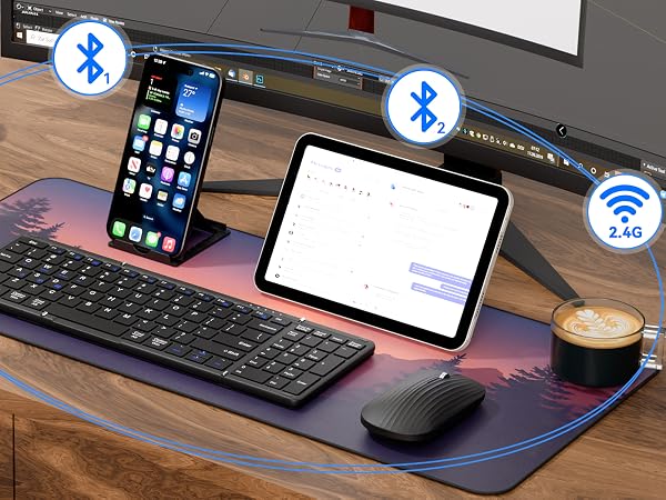 3 Connection Methods 2.4G wireless Bluetooth keyboard and mouse