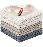 Nialnant 6 Pack Kitchen Towels and Dishcloths Sets,100% Cotton Soft Absorbent Quick Drying Dish T...