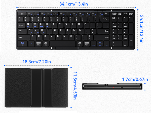 Dimensions of the Wireless Bluetooth Keyboard and Mouse Set