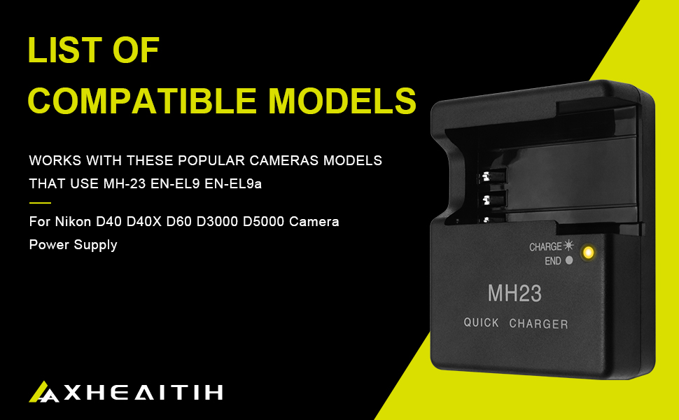 The MH23 EN-EL9 EN-EL9a camera battery charger is compatible