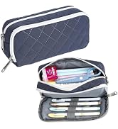 Della Gao Pencil Case Large Capacity Pencil Pouch Soft Quilted Pen Bag Office Stationery Organize...