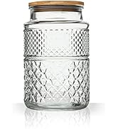 Large Glass Storage Jar, 60 FL OZ Glass Food Storage Containers with Bamboo Lid, Kitchen Containe...