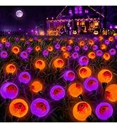 EEW Solar Halloween Decorations Outdoor 6 Pack Eyeball Lights Orange Purple | Newly 3-Tier Design...