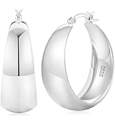 Senteria 12mm Wide Thick Hoop Earrings 925 Sterling Silver Hoop Earrings for Women Hypoallergenic...