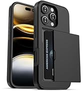 Jiunai for iPhone 16 Pro Case Card Holder Wallet for 2 Cards Slide Hidden Pocket IDs Credit Cards...