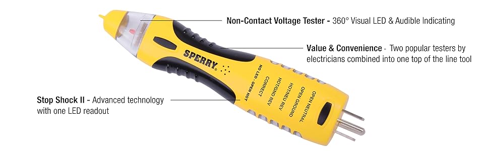 Voltage; non contact; tester; gfi; gfci; outlet; analyzer; kitchen; bath; home; electrical; led