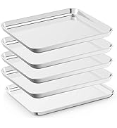 Bastwe Baking Sheet Set of 5, Stainless Steel 5 Piece Cookie Sheet, Toaster Oven Baking Pan Set, ...