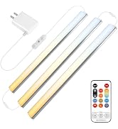 Benreom Under Cabinet Lighting Plug in, 3 Pcs 12 Inch Multi-Color Under Cabinet Lighs, Super Brig...