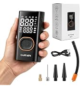 LAJCAEN Portable Tire Inflator, Air Pump with Digital Pressure Gauge | 150 PSI, 4000mAh, LED Ligh...