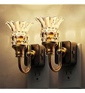 L LOHAS LED Night Lights Plug into Wall, 2 Pack 3000K Soft White LED Floral Night Light with Auto...