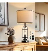 G-SAFAVA 24'' Table Lamps for Living Room Bedroom Industrial Touch Lamp with USB A+C Ports, Night...