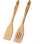 GEEKHOM Bamboo Spatulas for Nonstick Cookware, 13 Inch Wooden Kitchen Utensils, 2 Pack Wooden Spa...