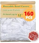160Pcs Bowl Covers for Bread Proofing- Fits Bowls Up to 12", Large Thickened Reusable Elastic Str...