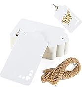 Koogel White Kraft Paper Tags,100pcs Heart Kraft Paper Gift Tags Craft Hang Tags with Free 100 Ro...