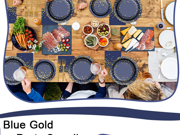 Blue and Gold Party Plates and napkins