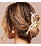 Banatra Gold Claw Clips Pearl Claw Clip Sparkly Hair Clip Claws Fancy Hair Accessories for Women