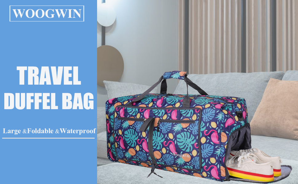 Woogwin Travel Duffel Bag Large Foldable Waterproof Overnight Bag for Beach Swim Bags