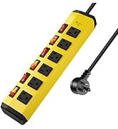 ANNQUAN 6 Outlet Metal Power Strip with 6 Individual Switches,Heavy Duty Power Strip 1200J 15A 6F...