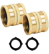 Hourleey Garden Hose Adapter, 3/4 Inch Solid Brass Hose Connectors, 2 Pack Hose Connector with 2 ...