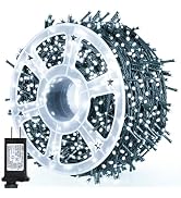 kemooie 500 LED Christmas String Lights, 164FT 8 Lighting Mode with Memory Plug in Green Wire Wat...