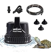 REPTIZOO Low Water Level Drain Pump, 243GPH 26W Submersible Drain Pump with Bottom Suction, Flow ...