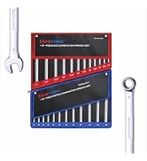 Hitork 24-Piece Combination Wrench Set, SAE (1/4"–1") & Metric (8–24mm), Cr-V Steel, Mirror Chrom...