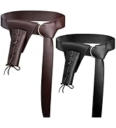 Pumtus 4 Pcs Medieval Belt with Sword Dagger Frog, Set of 2 Halloween Viking Leather Ring Belts w...