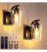 SURPALIG Set of 2 Cordless Wall Sconces, 8000mAh Battery Powered Wall Light, Remote Timer Dimmabl...