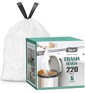 5 Gallon 220pcs Strong Drawstring Trash Bags Garbage Bags by Teivio, Bathroom Trash Can Bin Liner...